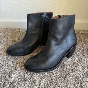 Frye Black Leather Ankle Booties